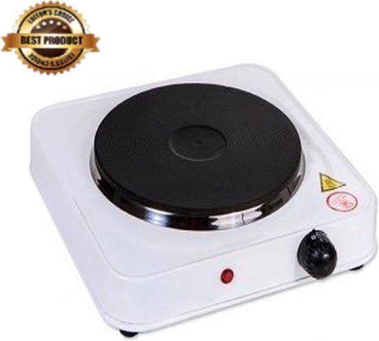 Besteproducts®-Electrische Kookplaat Enkel - Kookplaat - Warmhoudplaat - 1000 W - 23 x 23 x 7 cm - Wit - Luxe - 1 Kookzone - 1 Pits
