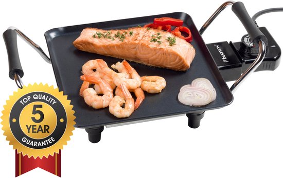 Bestron Bakplaat - ABP600 - 1000W - Gourmet, Grillplaat S 21x21cm - 1-2 personen - Zwart - 5 jaar garantie