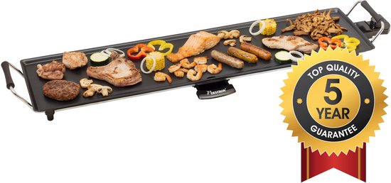 Bestron Bakplaat - ABP604 - 1800W - Gourmet, Grillplaat XL 91x24cm - 8-10 personen - Zwart - 5 jaar garantie