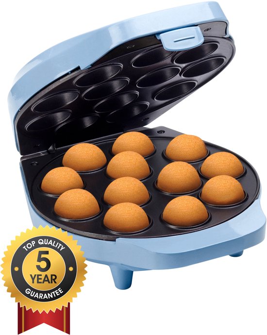 Bestron Cake pop maker - DCPM12B - 700W - 12 cake pops - Incl. 12 stokjes & vorkjes - Blauw - 5 jaar garantie