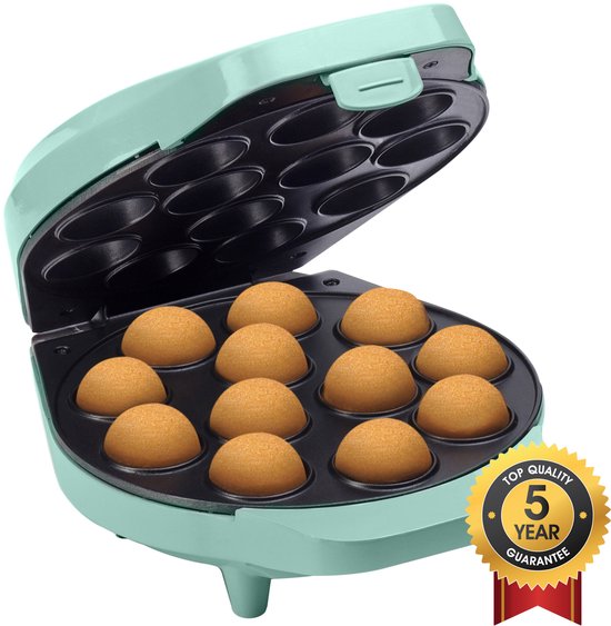 Bestron Cake pop maker - DCPM12M - 700W - 12 cake pops - Incl. 12 stokjes & vorkjes - Mint - 5 jaar garantie