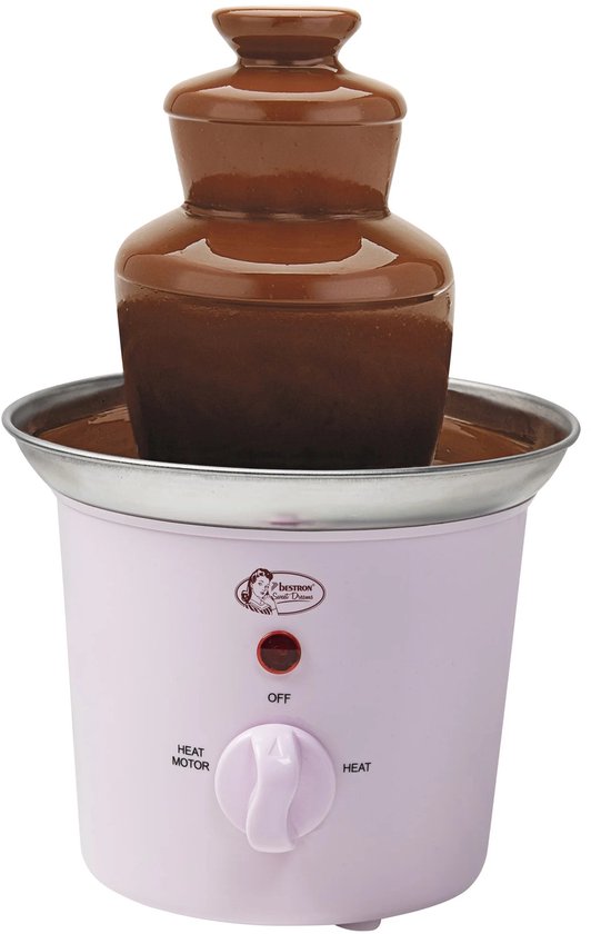 Bestron Chocoladefontein ACF300P - Chocolade fondue - 3 lagen - Roze - 5 jaar garantie