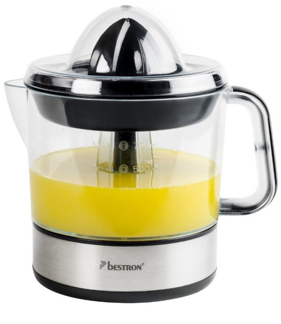 Bestron Citruspers Elektrisch - ACJ350Z - 40W - Incl. 2 perskegels, aromadeksel, sap reservoir - 0,7 Liter - Zilver - 5 jaar garantie van Merkloos