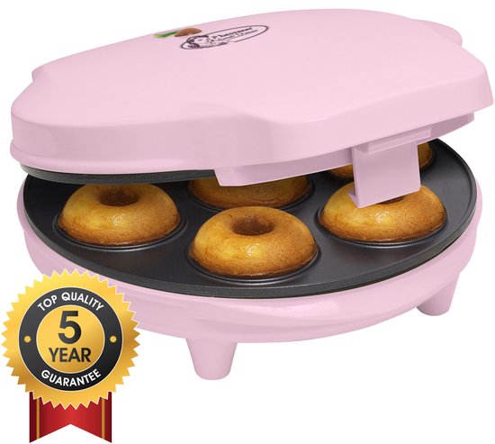 Bestron Donutmaker - ADM218SDP - Mini donutmaker - 700W - 7 donuts - Roze - 5 jaar garantie