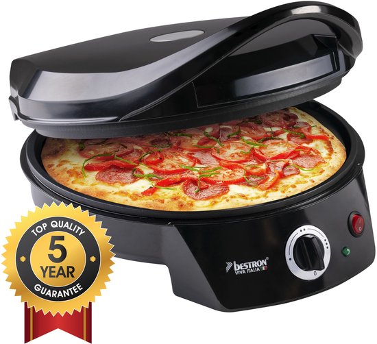 Bestron Pizzaoven - APZ400Z - Maximaal 230Â°C - Ã˜27 cm - Zwart - Ook te gebruiken als tafelgrill - 5 jaar garantie