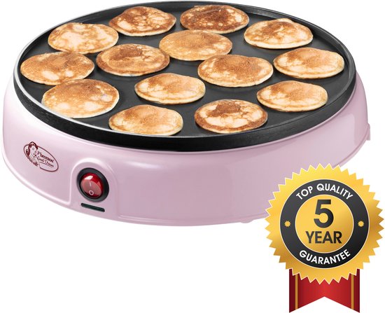 Bestron Poffertjespan - APFM700SDP - 800W - Poffertjesmaker - Electrisch - Roze - 5 jaar garantie
