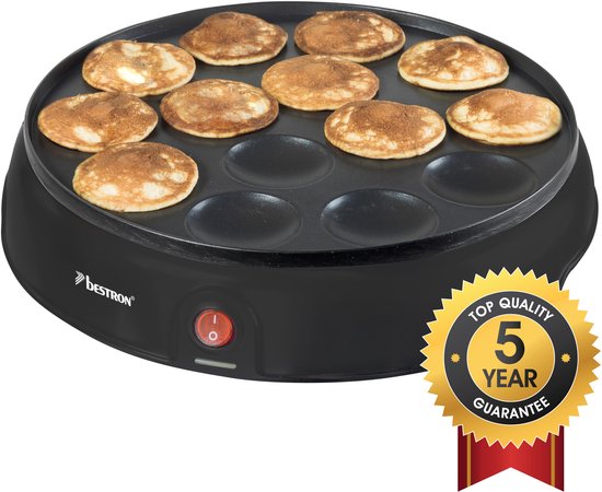 Bestron Poffertjespan - APFM700Z - 800W - Poffertjesmaker - Electrisch - Zwart - 5 jaar garantie