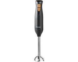 Bestron Staafmixer 600W - ASM600BW - 2 Snelheden met turbo - Vaatwasser bestendig - Zwart/hout - 5 jaar garantie