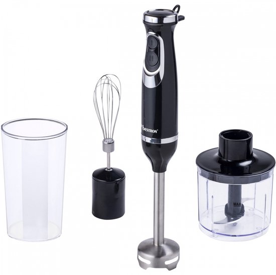 Bestron Staafmixer 600W - ASMS600 - 2 Snelheden - Incl hakmolen, mixer - Zwart van Bestron