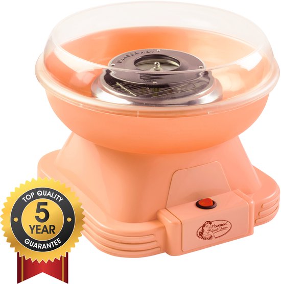 Bestron Suikerspinmachines - ACCM400PE - Cotton Candy - Incl. 10 stokjes & maatlepel - Oranje - 5 jaar garantie