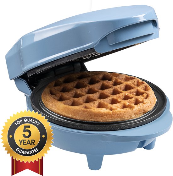 Bestron Wafelijzer - AMW500B - 550W - Mini wafel - Anti aanbaklaag - Blauw - 5 jaar garantie van Bestron
