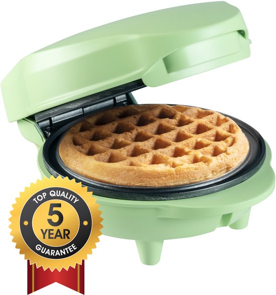 Bestron Wafelijzer - AMW500G - 550W - Mini wafel - Anti aanbaklaag - Mat Groen - 5 jaar garantie van Bestron