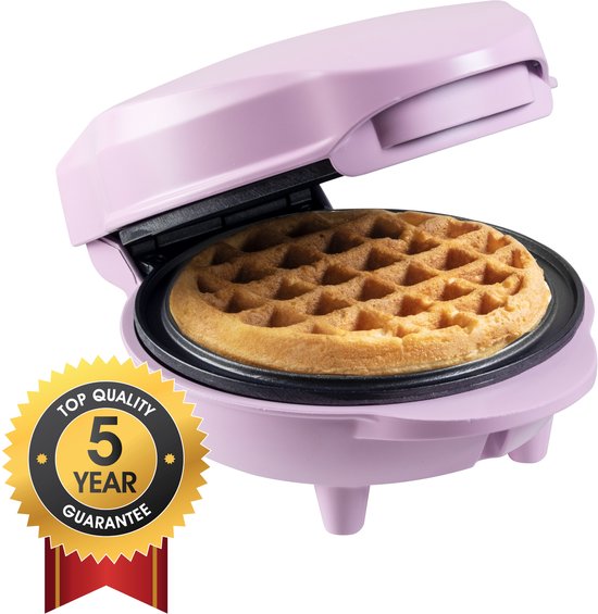 Bestron Wafelijzer - AMW500L - 550W - Mini wafel - Anti aanbaklaag - Mat licht Paars - 5 jaar garantie van Bestron