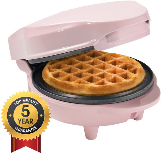 Bestron Wafelijzer - AMW500P - 550W - Mini wafel - Anti aanbaklaag - Roze van Bestron