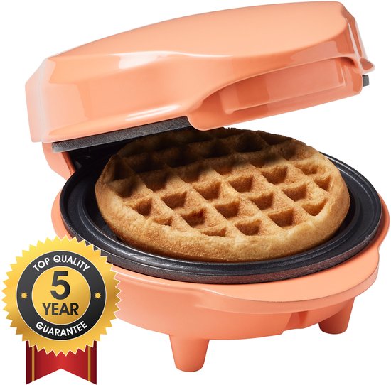 Bestron Wafelijzer - AMW500PE - 550W - Mini wafel - Anti aanbaklaag - Oranje - 5 jaar garantie van Bestron