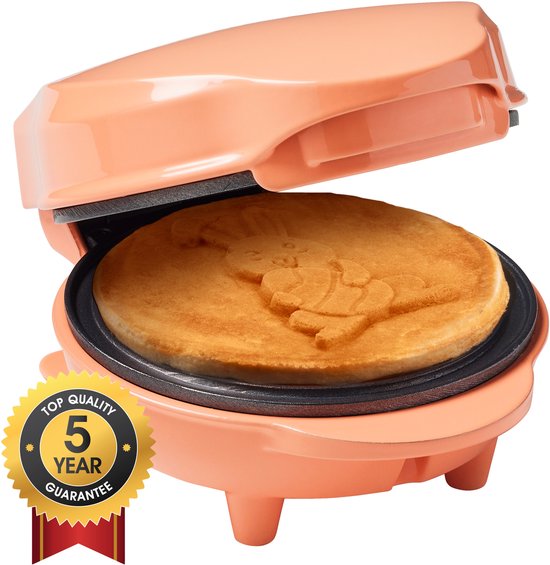 Bestron Wafelijzer - AMW500PEB - 550W - Mini wafel - Paashaas vorm - Oranje - 5 jaar garantie van Bestron