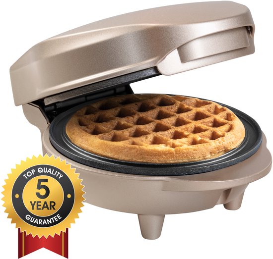 Bestron Wafelijzer - AMW500SAT - 550W - Mini wafel - Anti aanbaklaag - Beige - 5 jaar garantie van Bestron