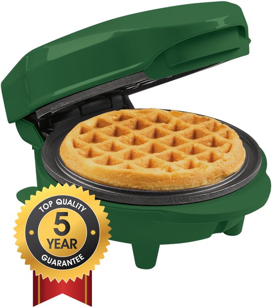Bestron Wafelijzer - AMW500XMG - 550W - Mini wafel - Anti aanbaklaag - Mat Donker Groen - Kersteditie - 5 jaar garantie