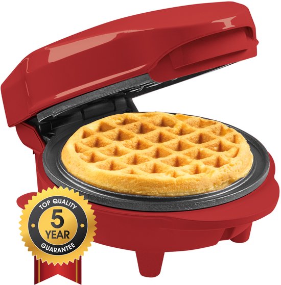 Bestron Wafelijzer - AMW500XMR - 550W - Mini wafel - Anti aanbaklaag - Mat Rood - Kersteditie- 5 jaar garantie van Bestron