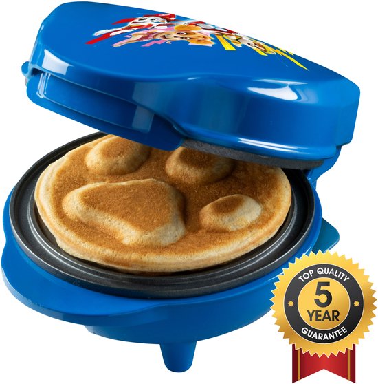 Bestron Wafelijzer - APP500B - 550W - Paw Patrol mini wafel - Hondenpoot vorm - Chase- Blauw - 5 jaar garantie van Bestron
