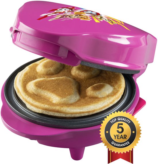 Bestron Wafelijzer - APP500P - 550W - Paw Patrol mini wafel - Hondenpoot vorm - Roze - 5 jaar garantie van Bestron