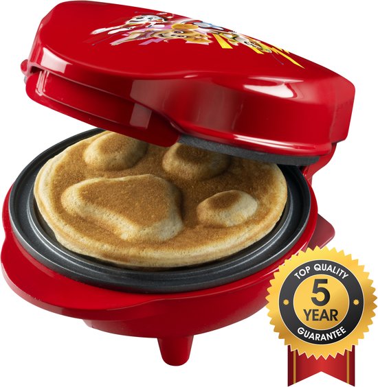 Bestron Wafelijzer - APP500R - 550W - Paw Patrol mini wafel - Hondenpoot vorm - Marshall - Rood - 5 jaar garantie van Bestron