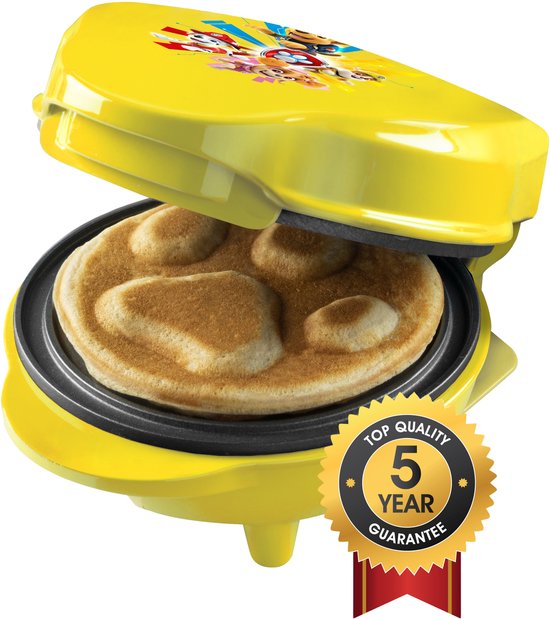 Bestron Wafelijzer - APP500Y - 550W - Paw Patrol mini wafel - Hondenpoot vorm - Rubble - Geel - 5 jaar garantie van Bestron