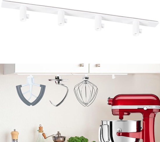 Bevestigingssteunen voor mixer - Set van 4 - Wit - Compatibel met Kitchen Aid mixaccessoires - Thijox