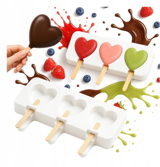 Bimberek - Serie - Siliconenvorm voor IJsjes - 3 stuks - Hartvorm van Merkloos