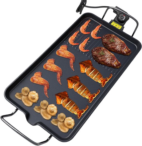 Binnengrill - Rookarm - 1500W elektrische grillplaat - Voor Koreaanse barbecue - Antiaanbaklaag - Zwart