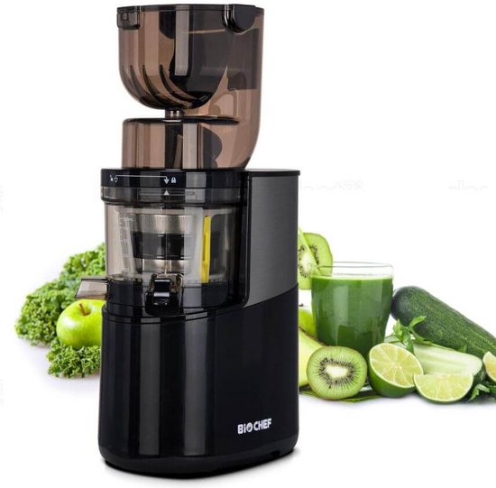 BIOCHEF Slowjuicer - Slow Juicer - Fruitspers - Juicers Slowjuicer - Juicer voor Groenten en Fruit - Sapmaker - Groenten en Fruitpers - Atlas Zwart - 250W van BioChef