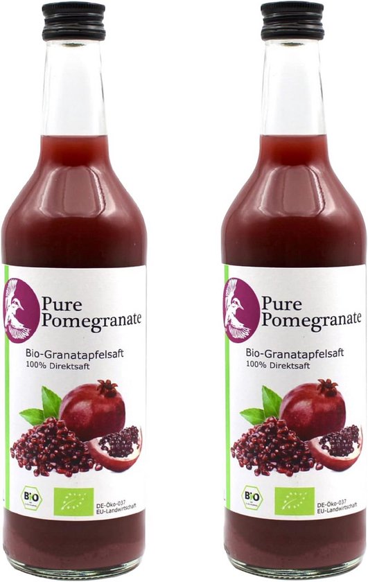 Biologisch Granaatappelsap Koudgeperst 100% Natuurlijk (2x500ml) van Merkloos