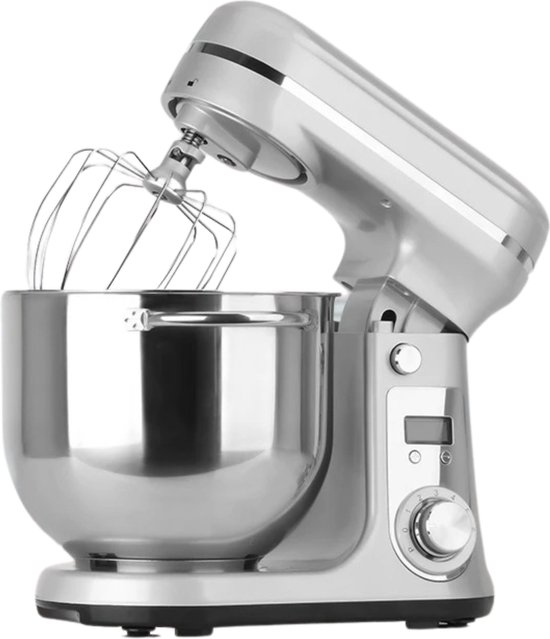 Biolomix - Keukenmixer - Keukenmixer met 6L RVS mengkom - professionele keukenmachine - Stille motor - Keukenrobot - 1200W - 220V - Zilver van Merkloos