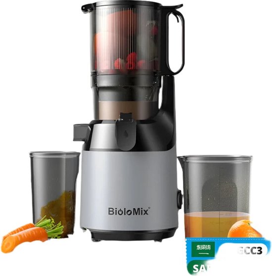 BioloMix - SlowJuicer- Vruchtensapmachine- met 130mm toevoergoot, geschikt voor hele vruchten en groenten, hoge sapopbrengst, BPA FREE Slow Masticating Juicer van Merkloos