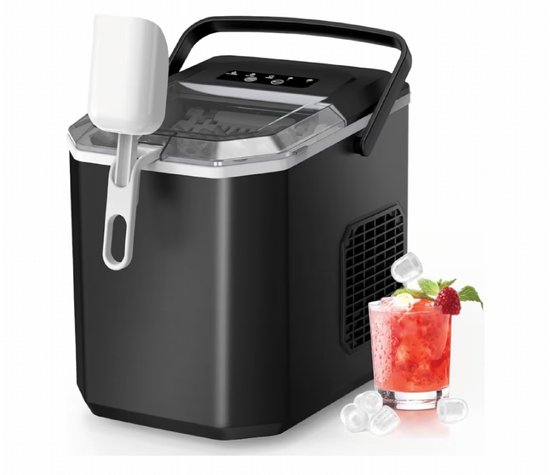 BIXc®- Ijsblokjesmachine, Zelfreinigende Ijsblokjesmaker, 12KG/24H, 9 Blokjes in 6 Minuten, Draagbare, met Handvat, met Ijsschep en mand, Voor Thuis,Keuken,Kantoor,Camper.