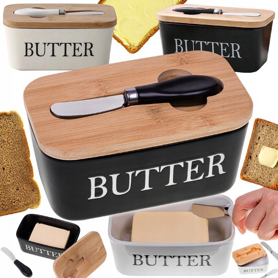 BK - Maselniczka - Bamboedeksel - Keramische - Porselein van Merkloos