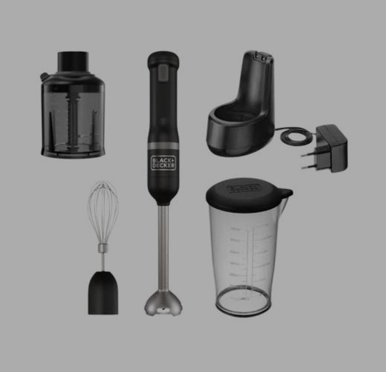 Black&Decker 3-delige Kitchen Wand™ 7,2V draadloze staafmixerset inclusief 2-delige accessoireset, zwart - BCKM1013KB-QW van Merkloos