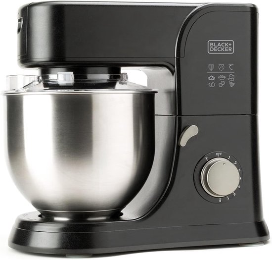 BLACK+DECKER - Keukenmachine 1000W - Keukenrobot - Foodprocessor - Keukenmixer RVS - 5.2L - Zwart van Black+Decker