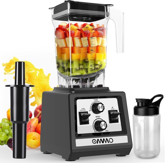 Blender 2 Liter - krachtige motor 1800W - 6 RVS messen - perfect voor smoothies en milkshakes - ShopVlot