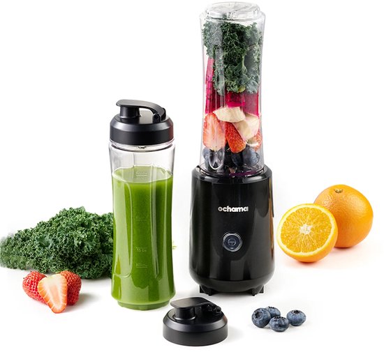 Blender 300W – Draagbare Smoothie Maker 600 ml – Drinkfles – Ice Crushing – Afneembare Messen – 1-Knopsbediening van Blender