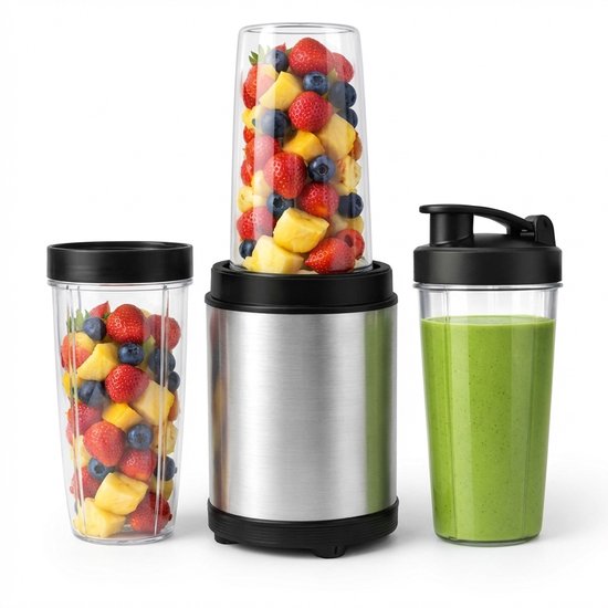 Blender – 900W – Inclusief 3 Bekers – Roestvrijstalen Messen – BPA-vrij – Smoothies, Sauzen, Babyvoeding