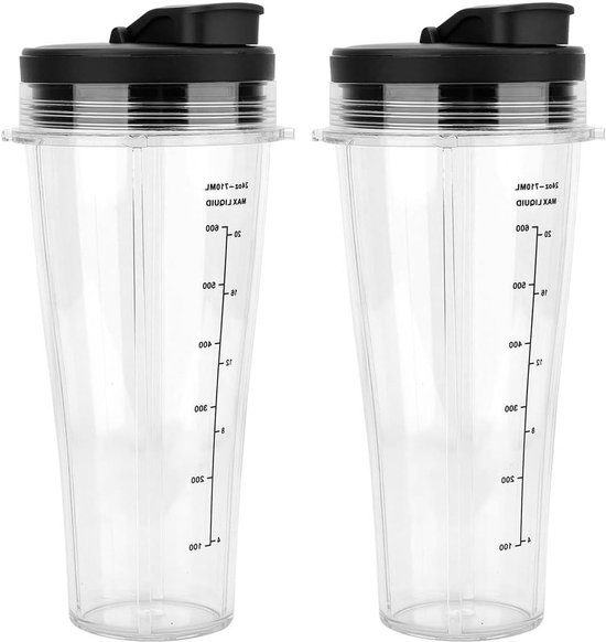 Blender Bekers - Reserveonderdelen - Smoothie Maken - Directe Vervanging - 24 oz Capaciteit - Transparant Zwart van Blender