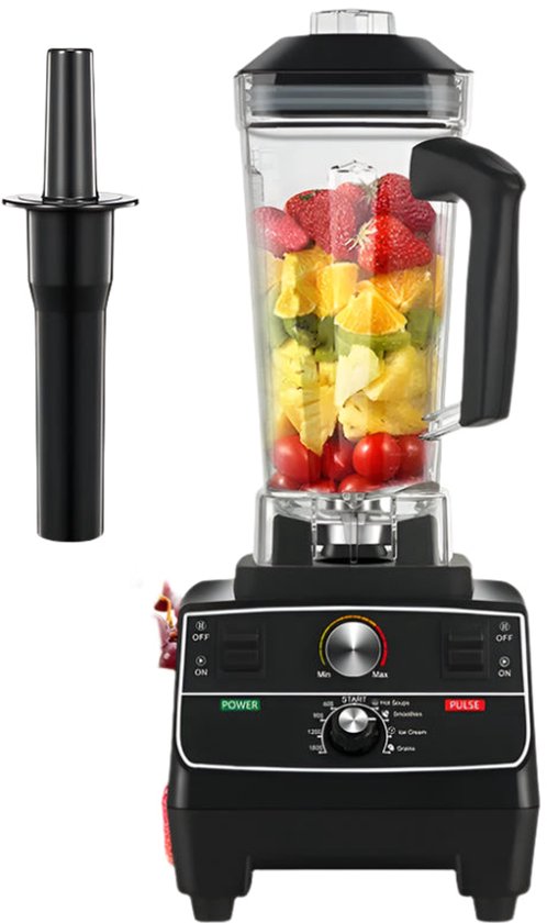 Blender – Blender Smoothie - Smoothie Maker - Blender to go - Foodprocessor - Keukenmachine - Professionele Blender met Smart Timer – 2200W – voor Smoothies, ijsblokjes, soepen & sappen - 2-liter BPA-vrije kan + Extra 2L Kan van Merkloos