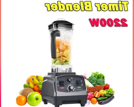 Blender - Blender Smoothie - Smoothie Maker - Foodprocessor - 2200W - met Timer - 2L BPA-vrije Mixbeker - RVS Mes - Soepmaker - Voor IJs - Babyvoeding & Meer van Merkloos