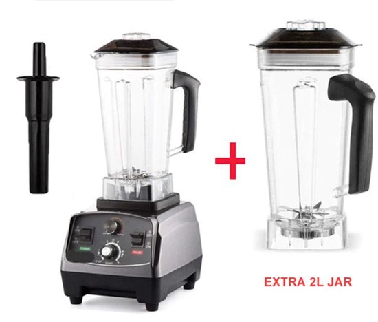 Blender - Blender Smoothie - Smoothie Maker - Foodprocessor - 2200W - Soepmaker - met Timer - 2L BPA-vrije Mengkan - Met Extra Pot van Techwood