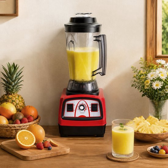 Blender Commercieel - Rood - 2200 W Vermogen - 4L Inhoud - RVS Materiaal - Aanrechtblad Mixer
