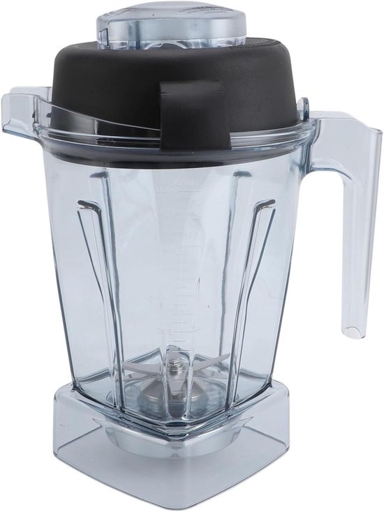 Blender Container - Mixbeker - Smoothie Maken - Roestvrijstalen Mes - 48 oz - Zwart van Merkloos