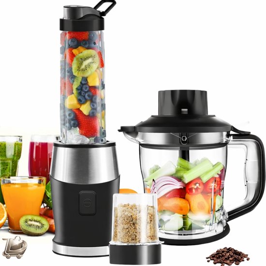 Blender en Smoothie Maker - 700W Multifunctionele Stand Mixer - Smoothie Blender, Vleesvermaler, IJscrusher en Koffiemolen - Inclusief 570ml BPA-vrije Tritan Sportfles van Merkloos