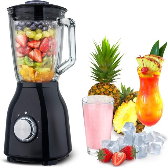 Blender Glazen Kan - Krachtige Blender - Met Glazen Kan - Smoothie Blender - 1,5 Liter / 1400 W - Smoothie Maker - RVS - Blender To Go - Variabele Snelheid - Met Glazen Reservoir - Warme en Koude Bereidingen van MOA