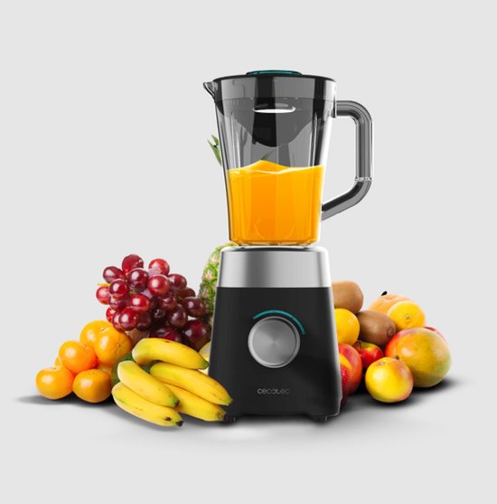 Blender – Krachtige Blender met Instelbare Snelheid – Glazen Kan – RVS Messen – Zwart/Zilver
